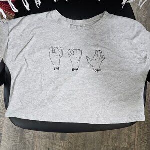 Small Grey Cropped Tee - Climbing Crimps